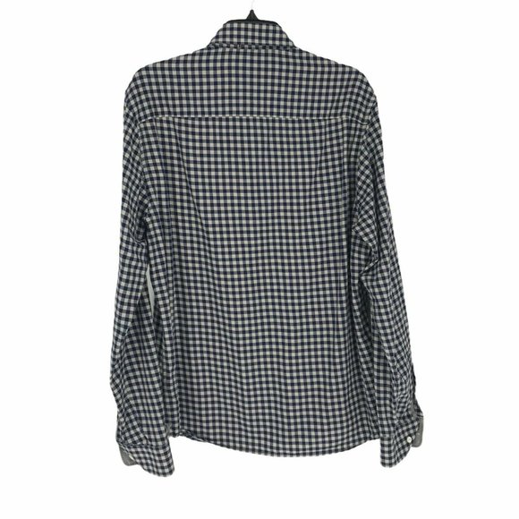 Woolrich Button Up Shirt Men's Sz L Long Sleeve Collared Chest Pocket Plaid Blue - Picture 2 of 9